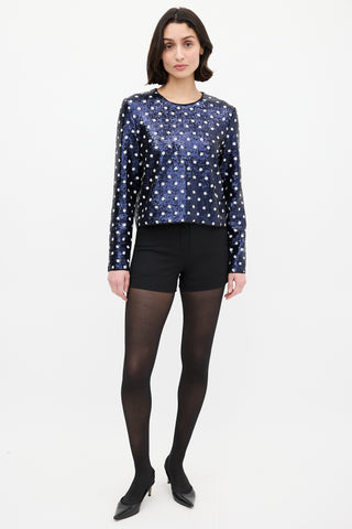 Baum Und Pferdgarten Navy 
White Sequin Polka Dot  Top