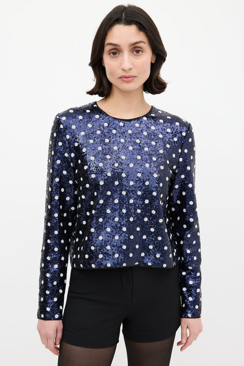 Baum Und Pferdgarten Navy 
White Sequin Polka Dot  Top