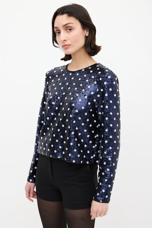 Baum Und Pferdgarten Navy 
White Sequin Polka Dot  Top