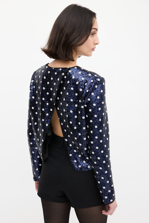 Baum Und Pferdgarten Navy 
White Sequin Polka Dot  Top