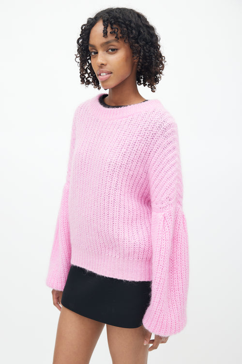 Baum Und Pferdgarten Pink Mohair Ribbed Knit Sweater