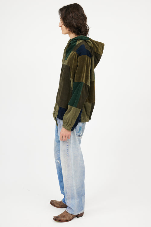 Beams Green Corduroy Patch Hoodie