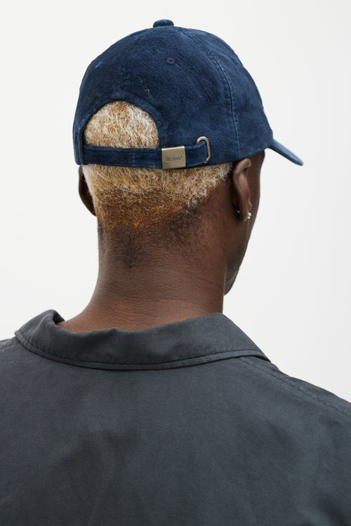 Beams Navy Suede Baseball Cap