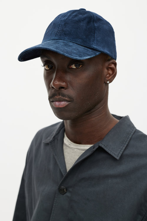 Beams Navy Suede Baseball Cap