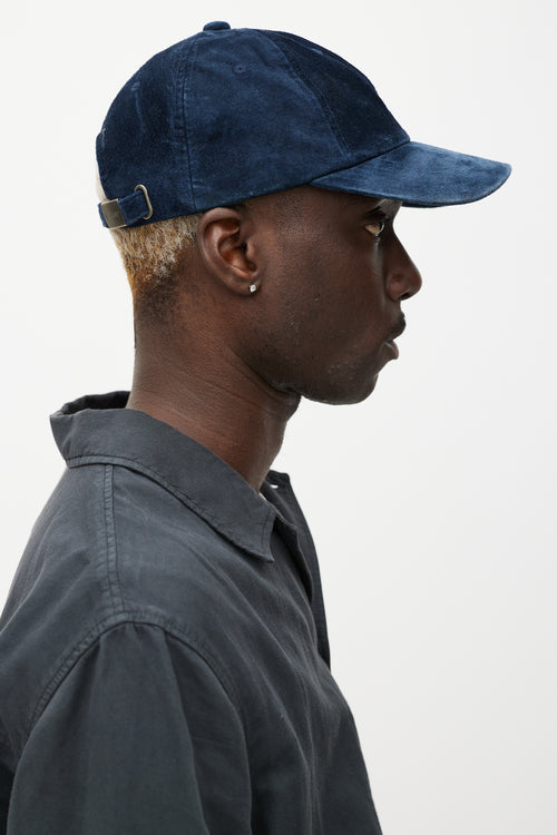 Beams Navy Suede Baseball Cap