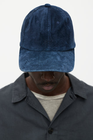 Beams Navy Suede Baseball Cap