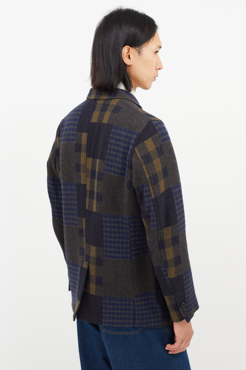 Beams Plus Green 
Blue Wool Plaid Blazer