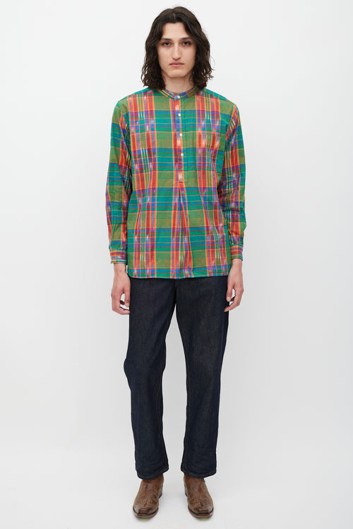 Beams Plus Green 
Multicolour Plaid Half Button Up Shirt