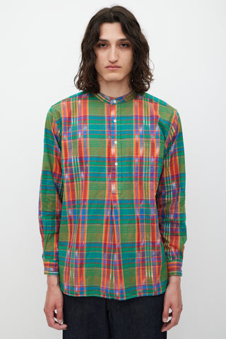 Beams Plus Green 
Multicolour Plaid Half Button Up Shirt