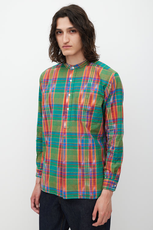 Beams Plus Green 
Multicolour Plaid Half Button Up Shirt