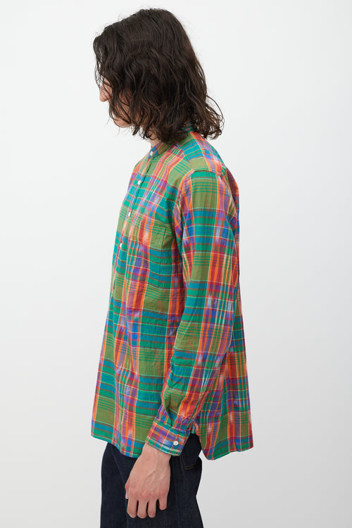 Beams Plus Green 
Multicolour Plaid Half Button Up Shirt