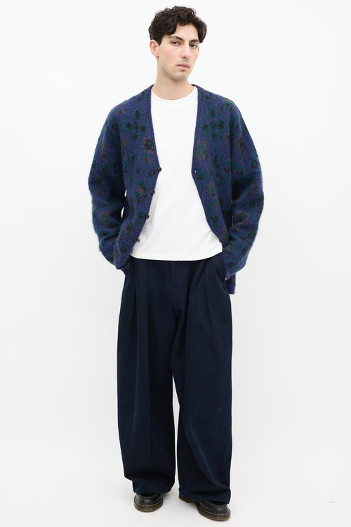 Beams Plus Navy 
Green Mohair Knit Cardigan