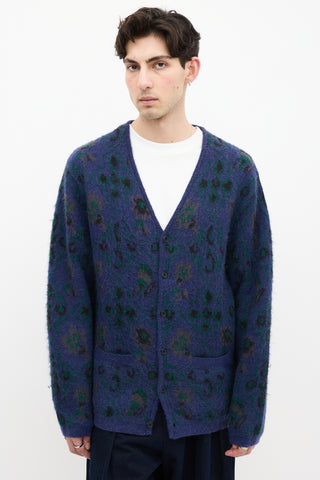 Beams Plus Navy 
Green Mohair Knit Cardigan