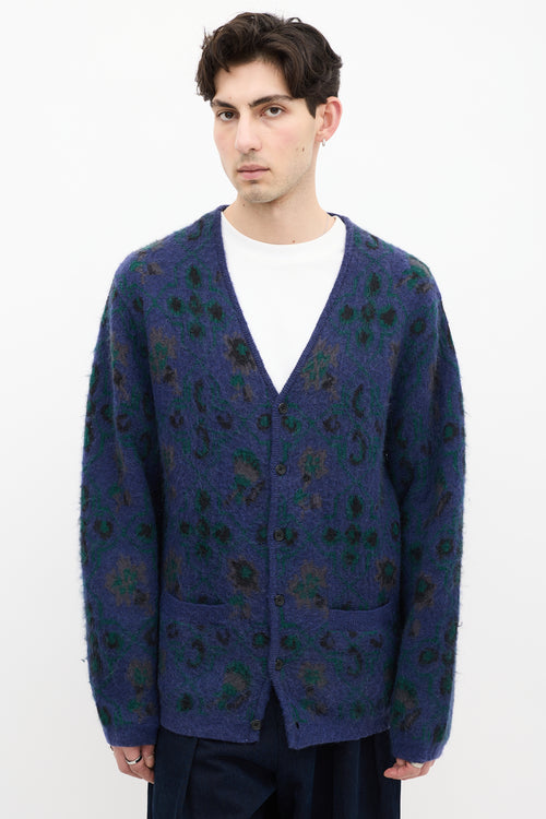 Beams Plus Navy 
Green Mohair Knit Cardigan