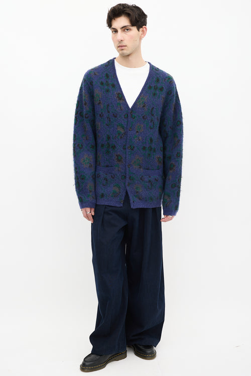 Beams Plus Navy 
Green Mohair Knit Cardigan