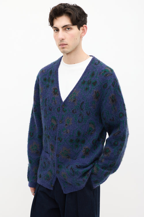 Beams Plus Navy 
Green Mohair Knit Cardigan