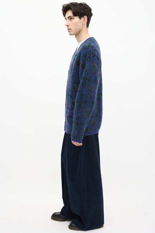 Beams Plus Navy 
Green Mohair Knit Cardigan