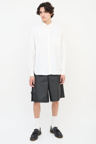 Beams Plus White Cotton One Pocket Shirt