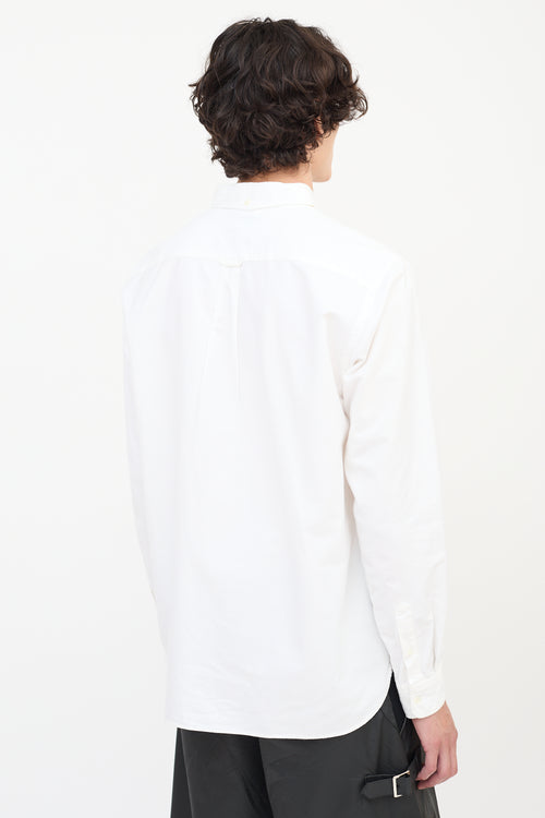 Beams Plus White Cotton One Pocket Shirt