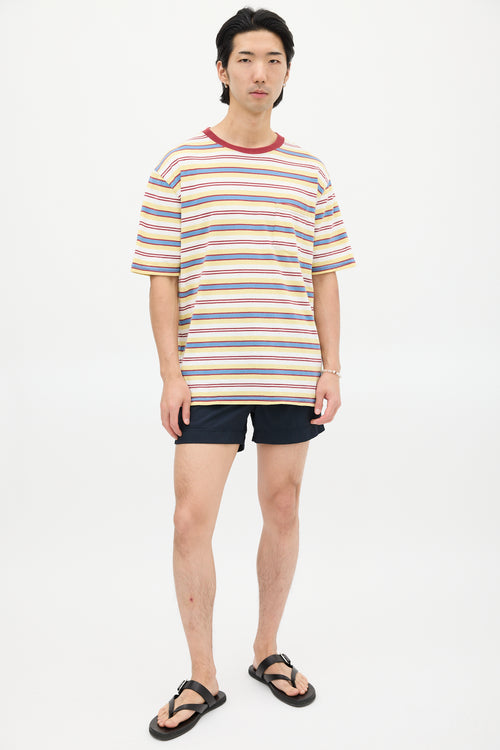 Beams Plus White 
Multicolour Striped T-Shirt