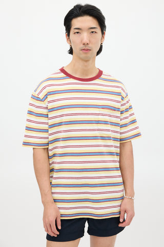 Beams Plus White 
Multicolour Striped T-Shirt