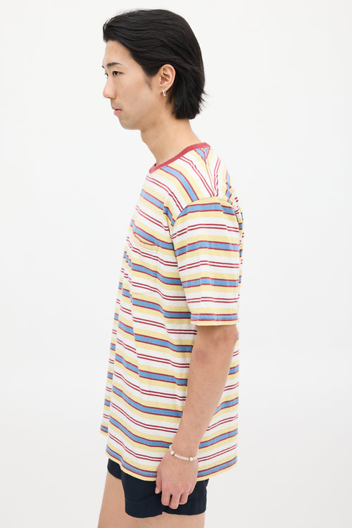 Beams Plus White 
Multicolour Striped T-Shirt