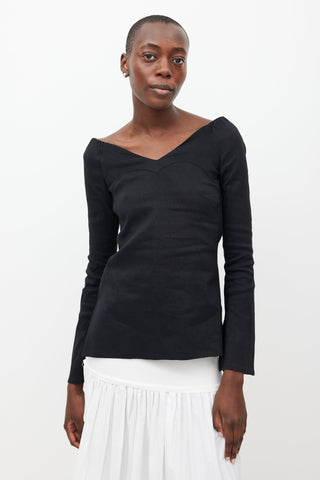 Beaufille Black Bia V-Neck Top