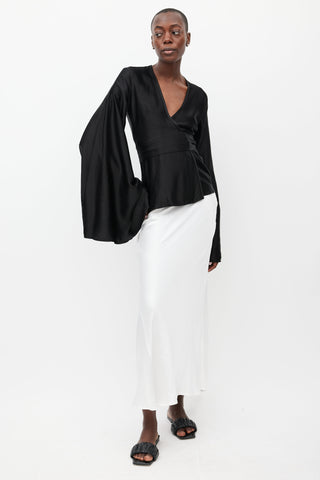 Beaufille Black Capella Satin Wrap Top