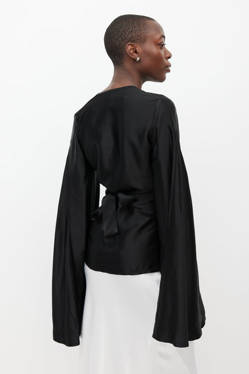 Beaufille Black Capella Satin Wrap Top