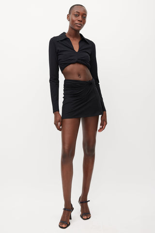 Beaufille Black Coma Gathered Crop Top