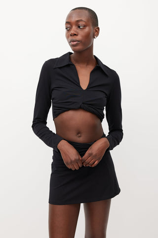 Beaufille Black Coma Gathered Crop Top