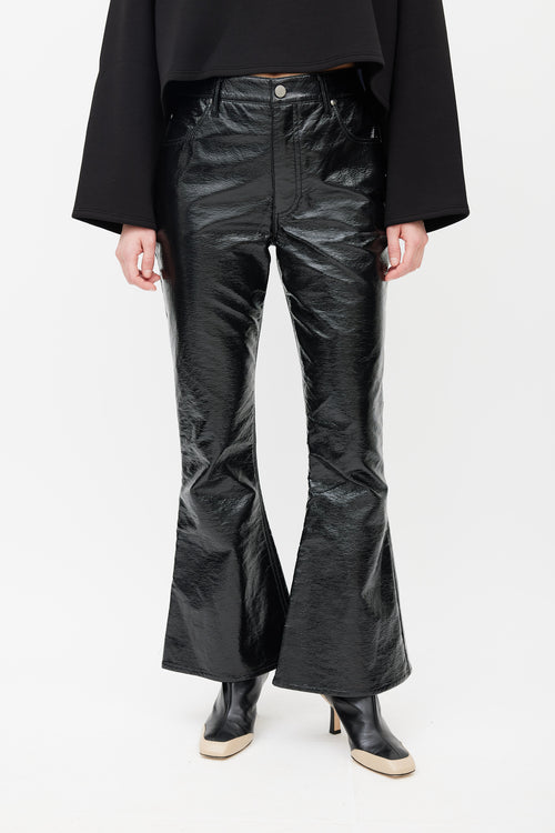 Beaufille Black Faux Leather Veritas Flared Trouser