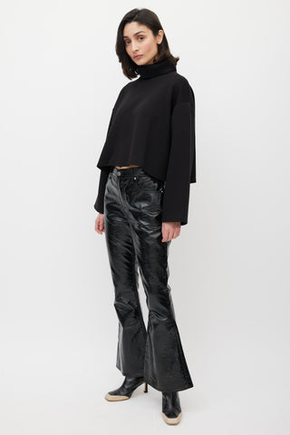 Beaufille Black Faux Leather Veritas Flared Trouser