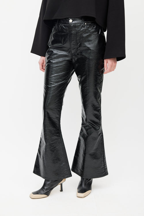 Beaufille Black Faux Leather Veritas Flared Trouser