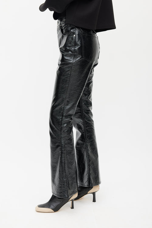 Beaufille Black Faux Leather Veritas Flared Trouser