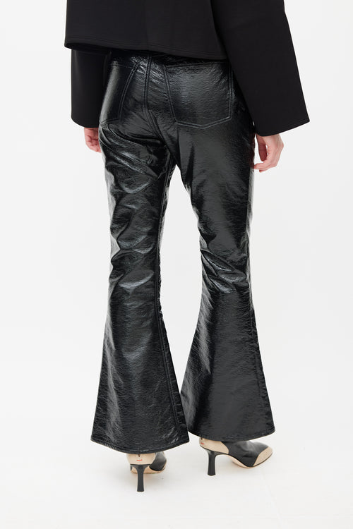 Beaufille Black Faux Leather Veritas Flared Trouser