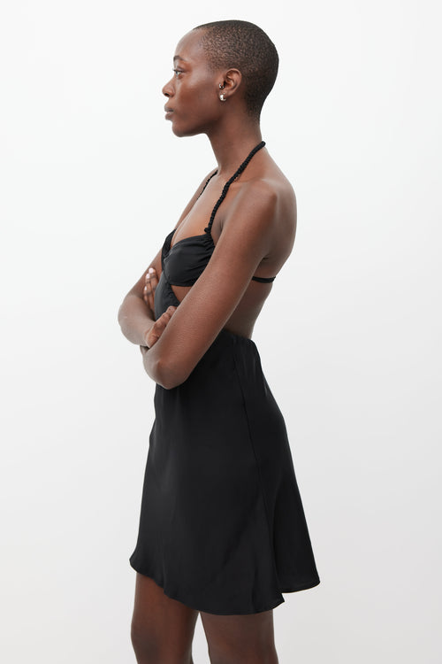 Beaufille Black Hera Halter Satin Dress