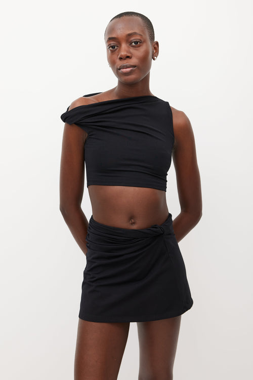 Beaufille Black Indi Gathered Crop Top