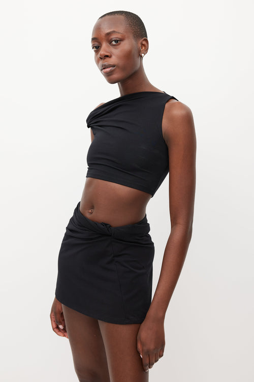 Beaufille Black Indi Gathered Crop Top