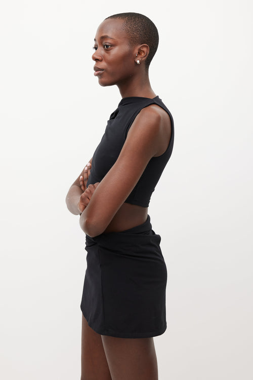 Beaufille Black Indi Gathered Crop Top