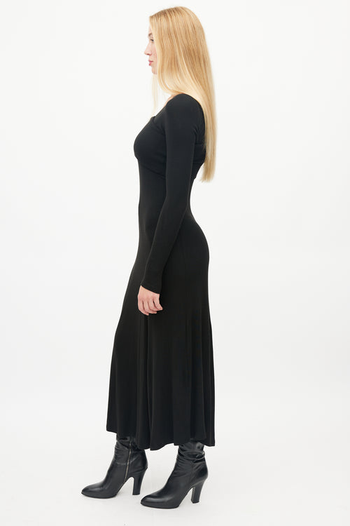 Beaufille Black One Sleeve Ribbed Knit Dress