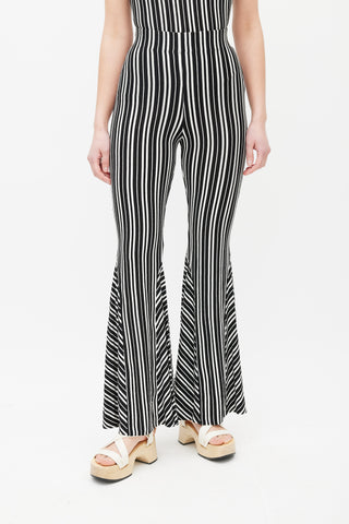 Beaufille Black 
White Lamos Stripe Flared Pant