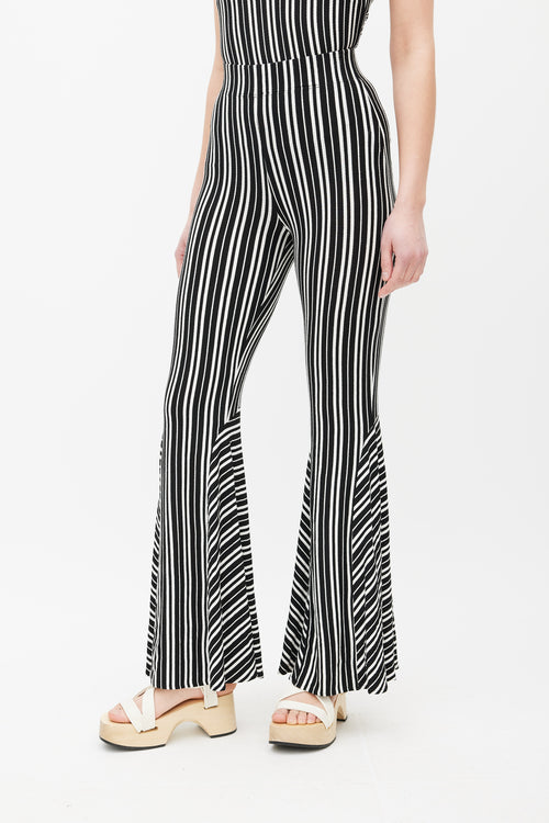 Beaufille Black 
White Lamos Stripe Flared Pant