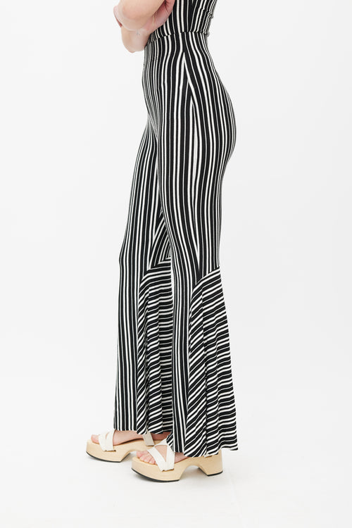 Beaufille Black 
White Lamos Stripe Flared Pant