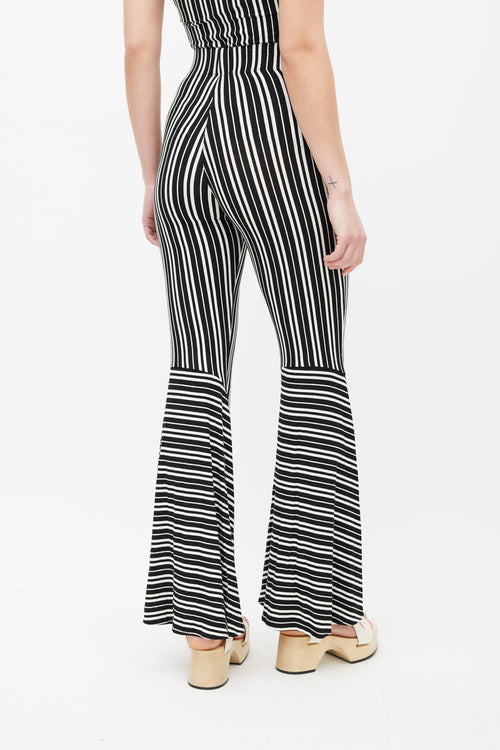 Beaufille Black 
White Lamos Stripe Flared Pant