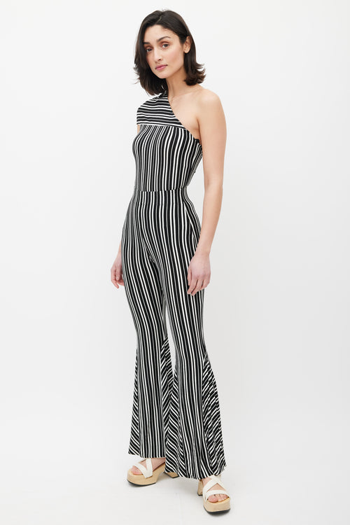 Beaufille Black 
White Lamos Stripe Flared Pant