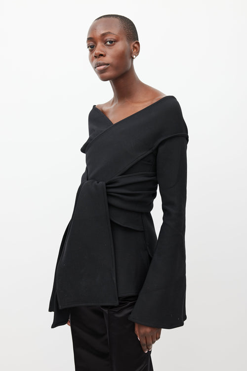 Beaufille Black Leonis Wrap V-Neck Top