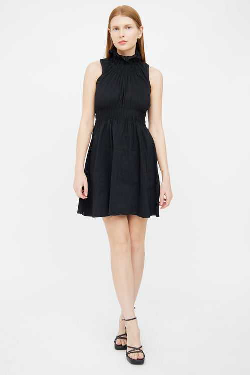 Beaufille Black Smocked High Neck Dress