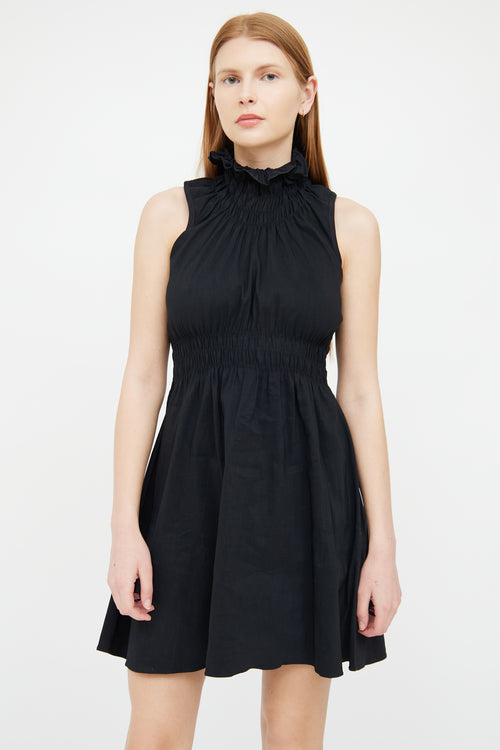 Beaufille Black Smocked High Neck Dress