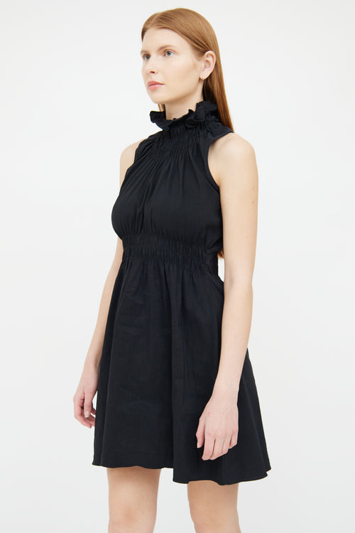 Beaufille Black Smocked High Neck Dress